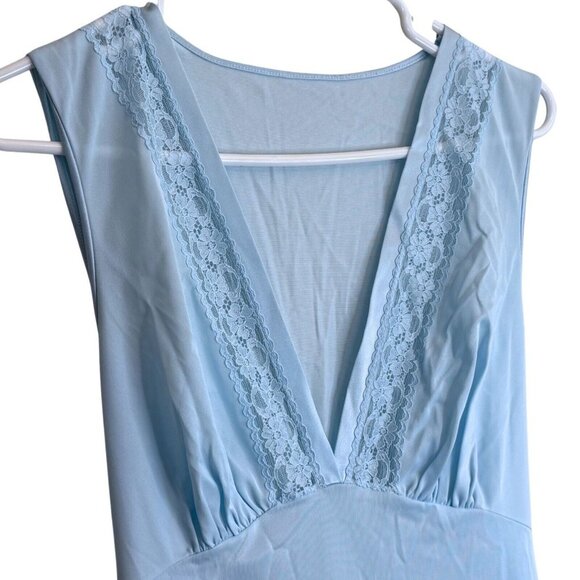 Henson Kickernick Sky Blue Vintage Nylon Tricot Lingerie Gown - Size Small - Picture 3 of 6
